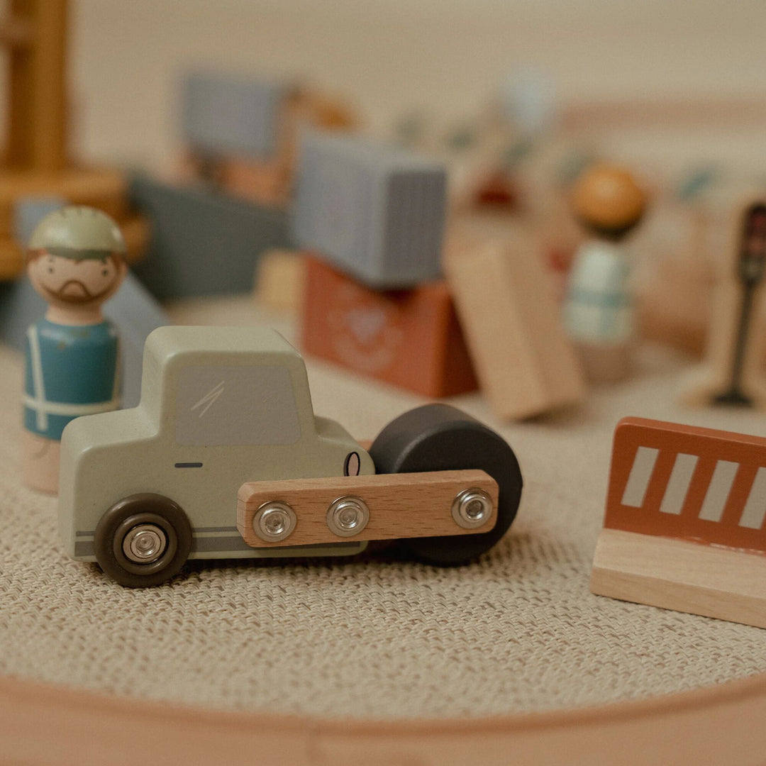 Little Dutch Wooden Train Track Crane Playset