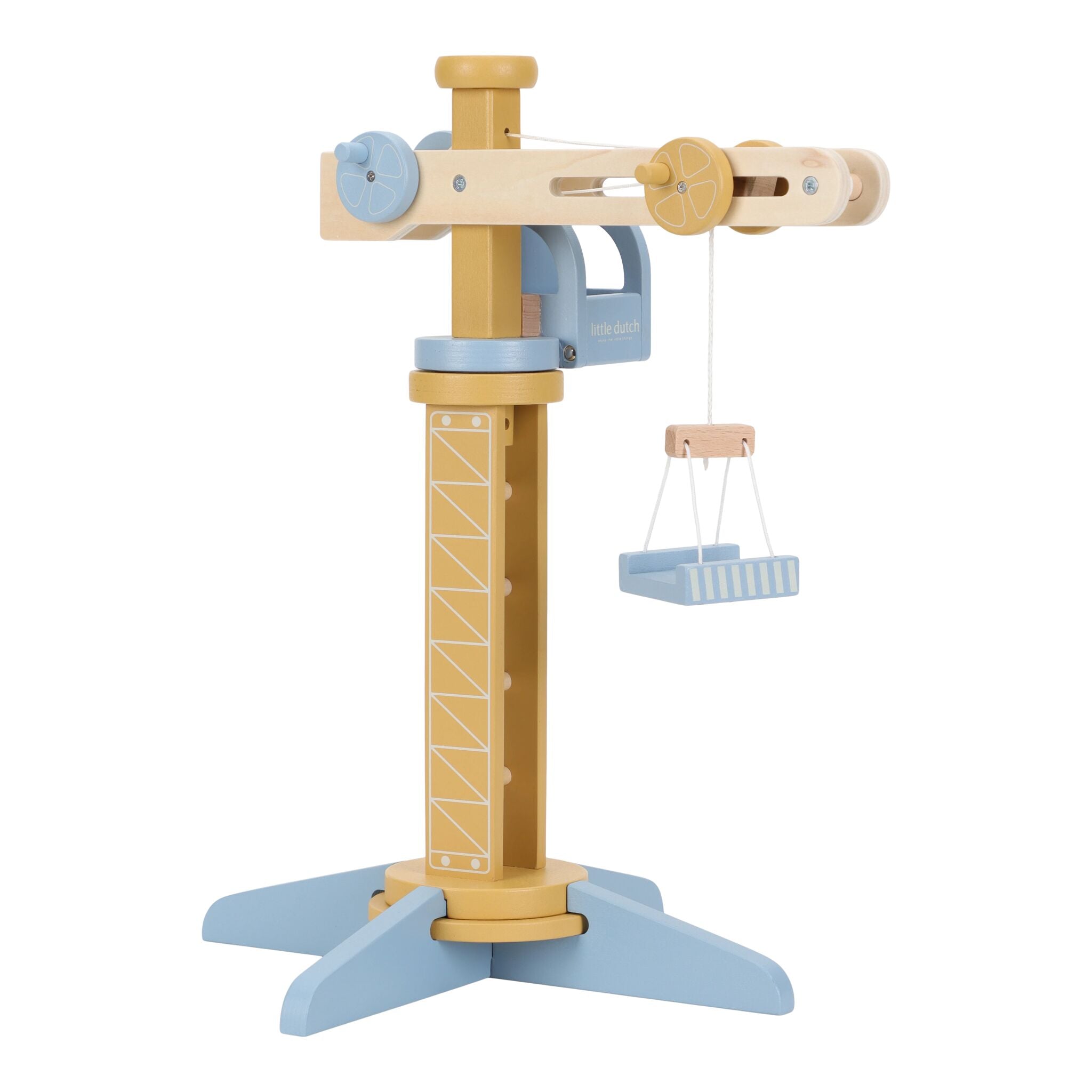 Little Dutch Wooden Train Track Crane Playset