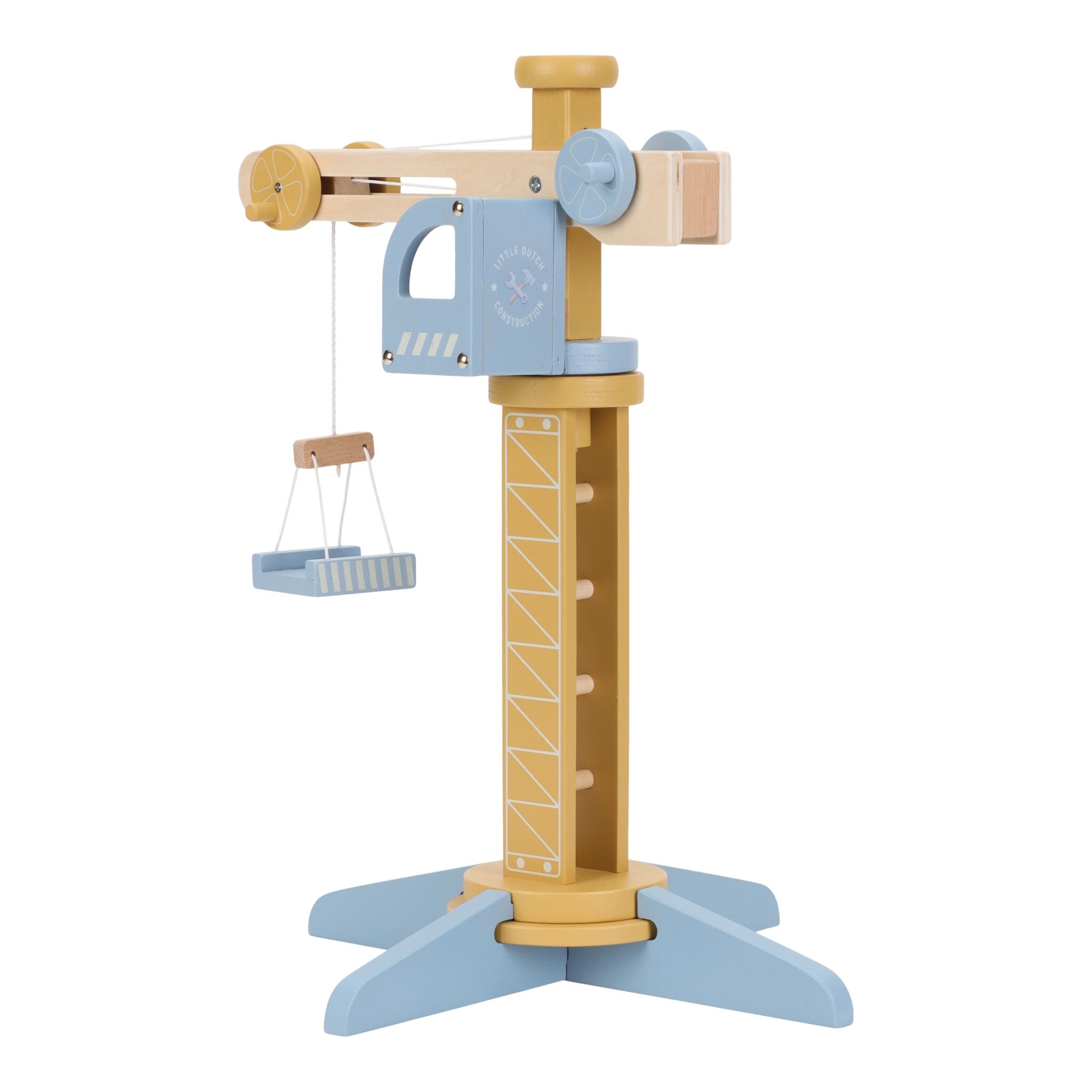 Little Dutch Wooden Train Track Crane Playset