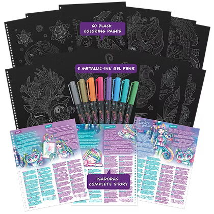 Nebulous Stars Calming Colouring Book & Metallic Gel Pens – Isadora & Iceana