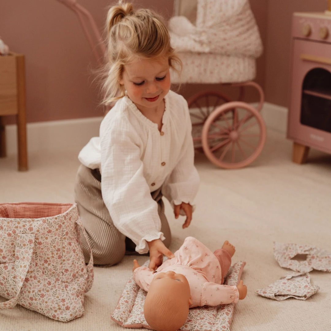 Little Dutch Baby Doll Diaper Bag Playset – Soft Flowers