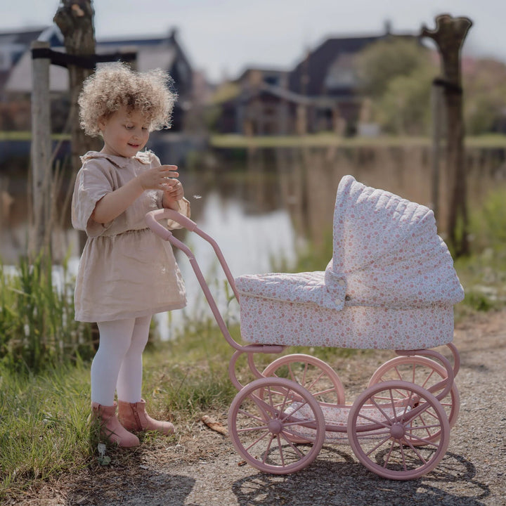 Little Dutch Vintage Metal Baby Doll Pram – Soft Flowers