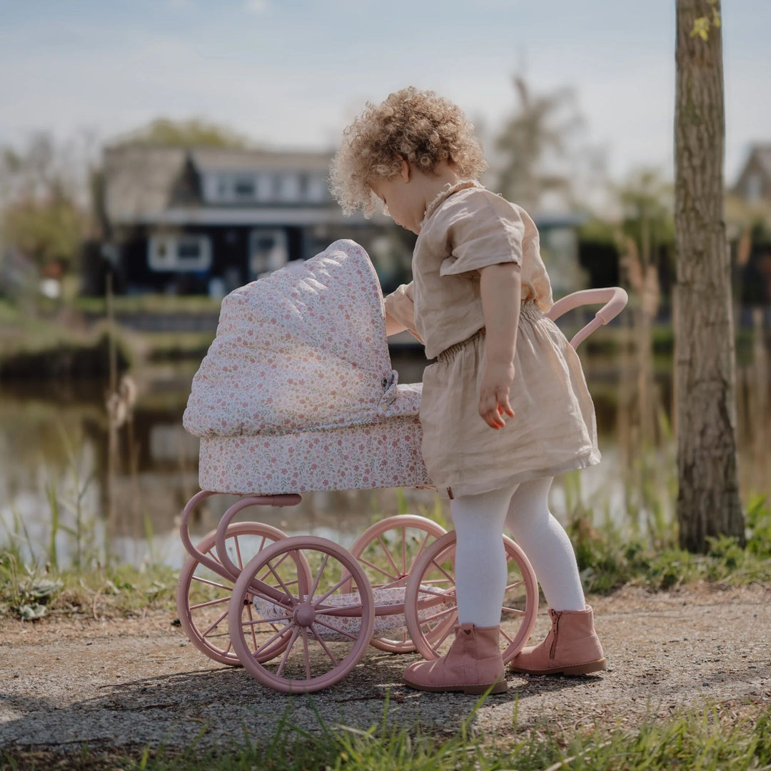 Little Dutch Vintage Metal Baby Doll Pram – Soft Flowers