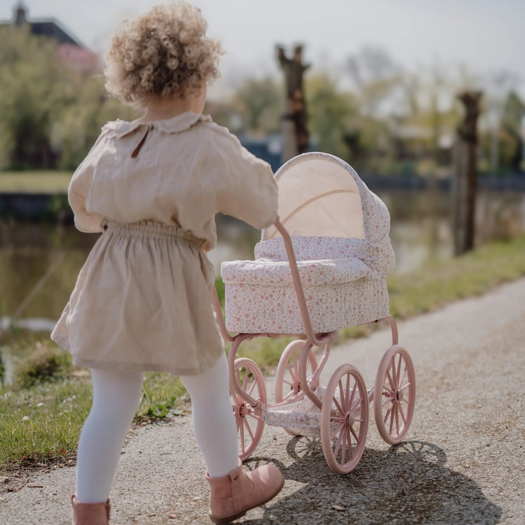 Little Dutch Vintage Metal Baby Doll Pram – Soft Flowers