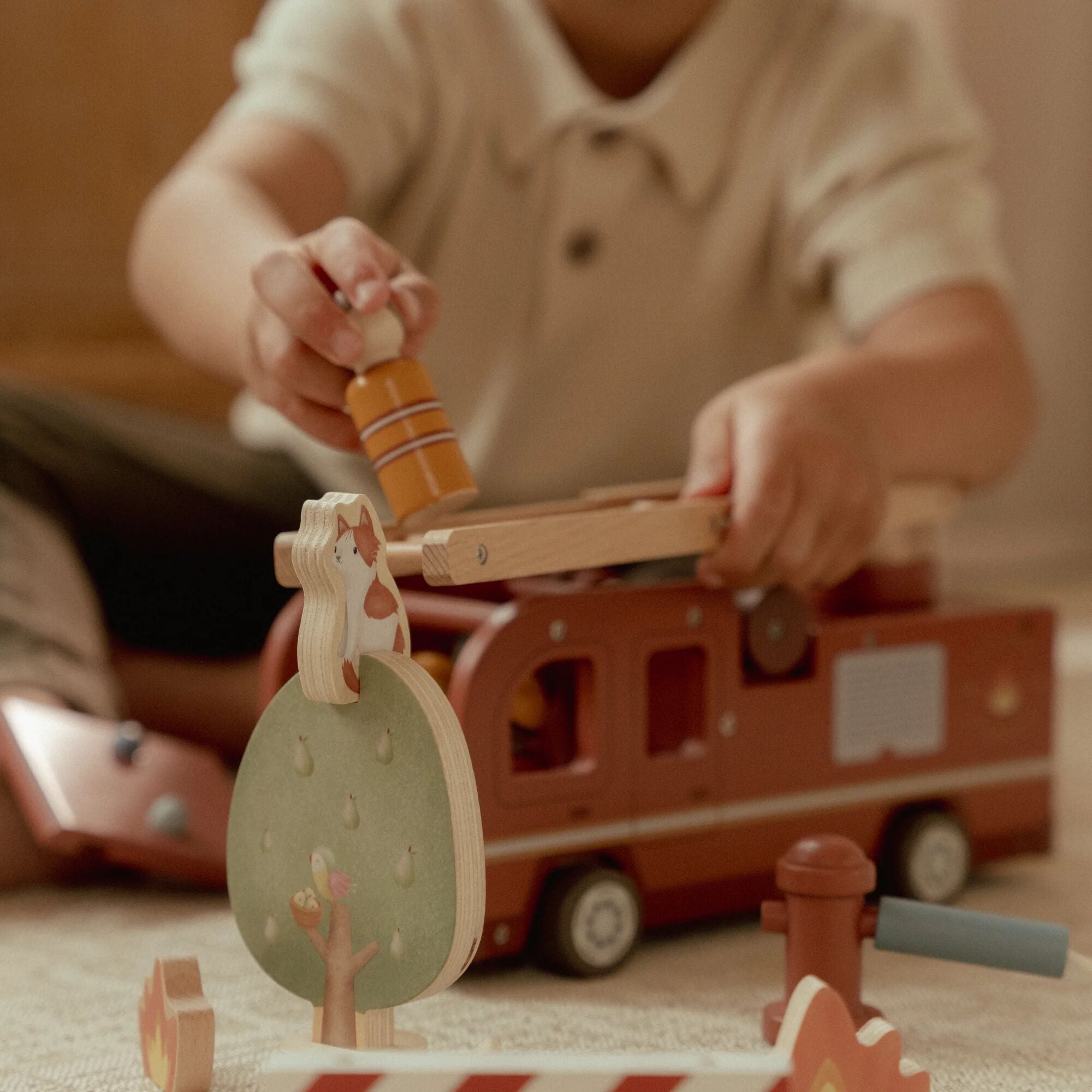 Little Dutch Wooden Fire Truck Playset