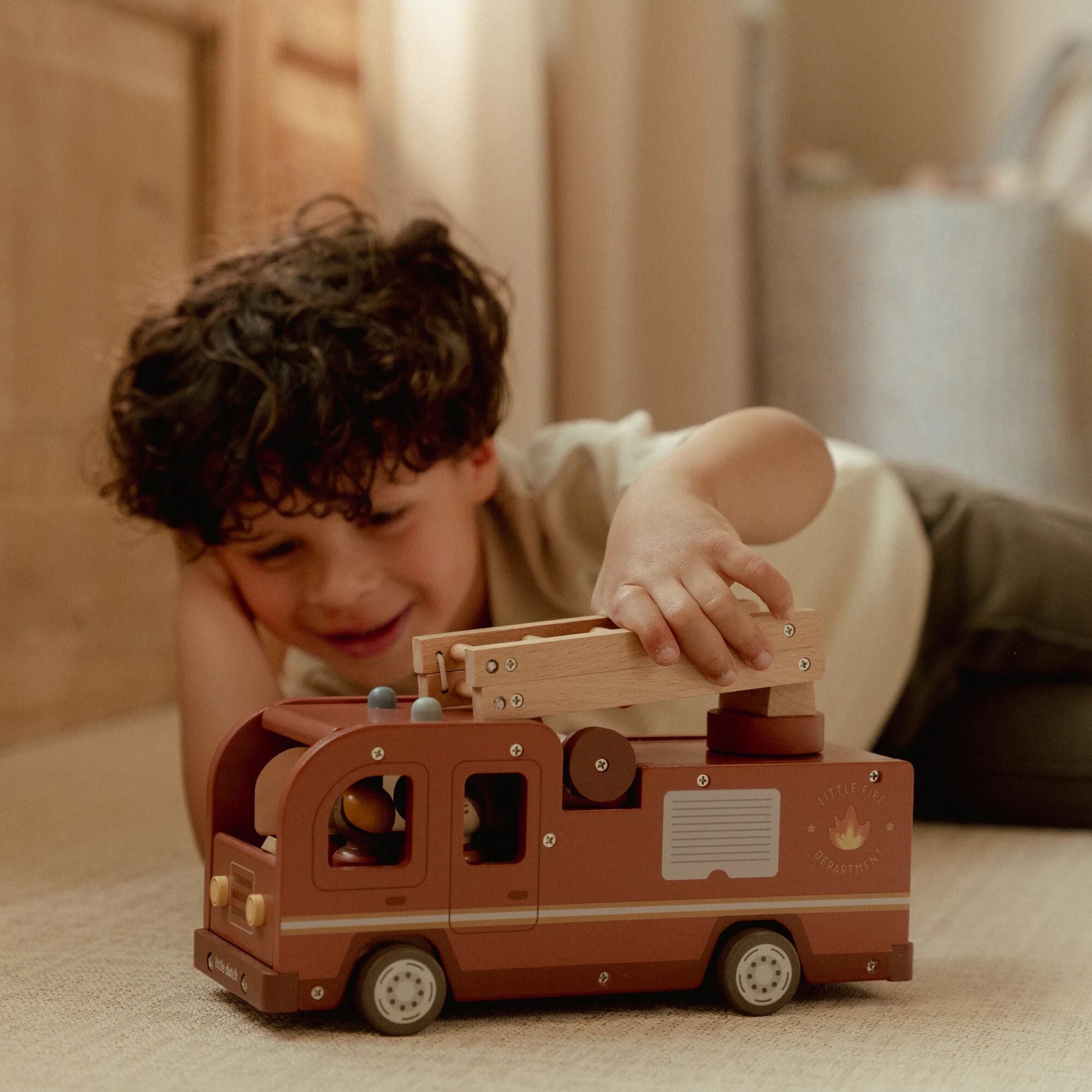 Little Dutch Wooden Fire Truck Playset