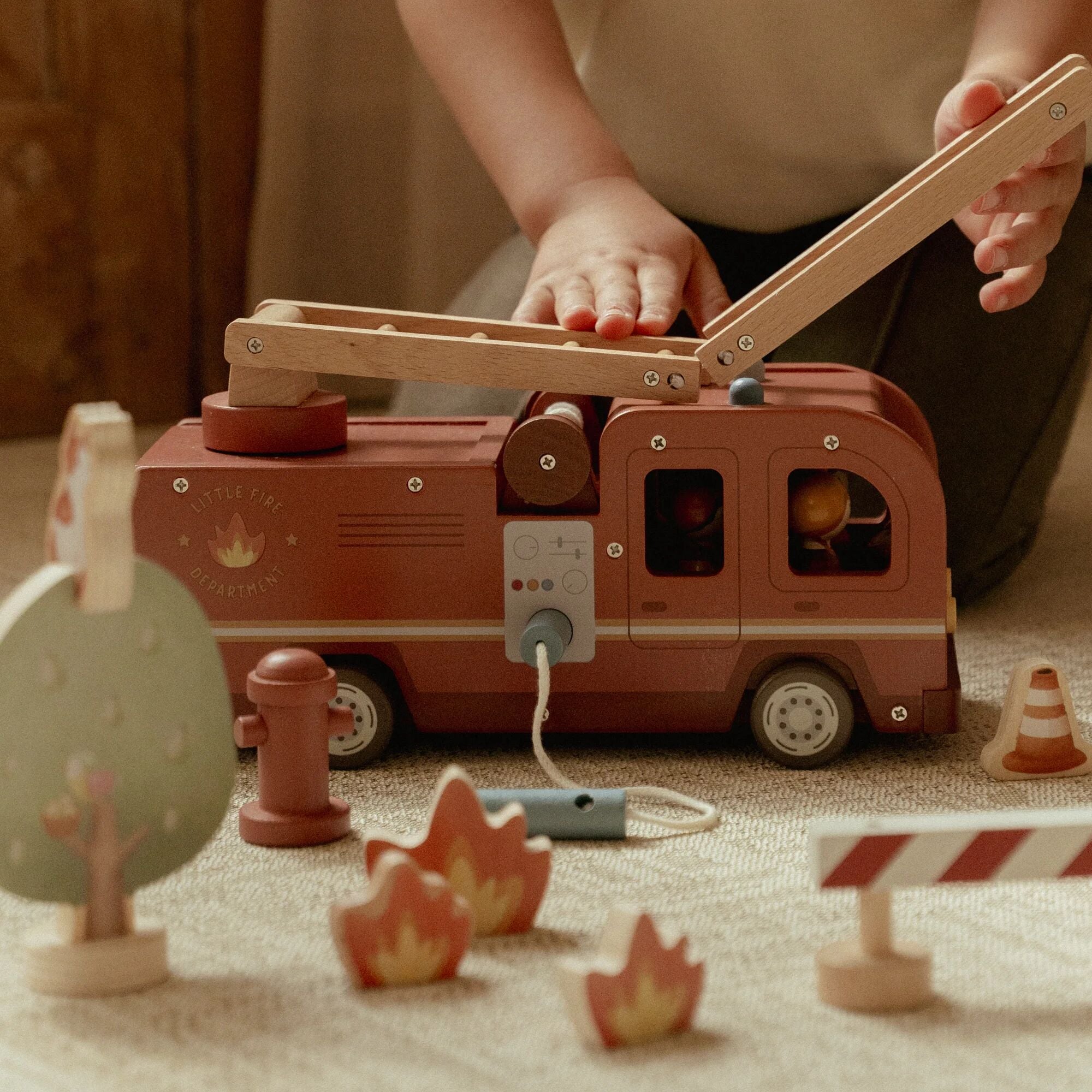 Little Dutch Wooden Fire Truck Playset