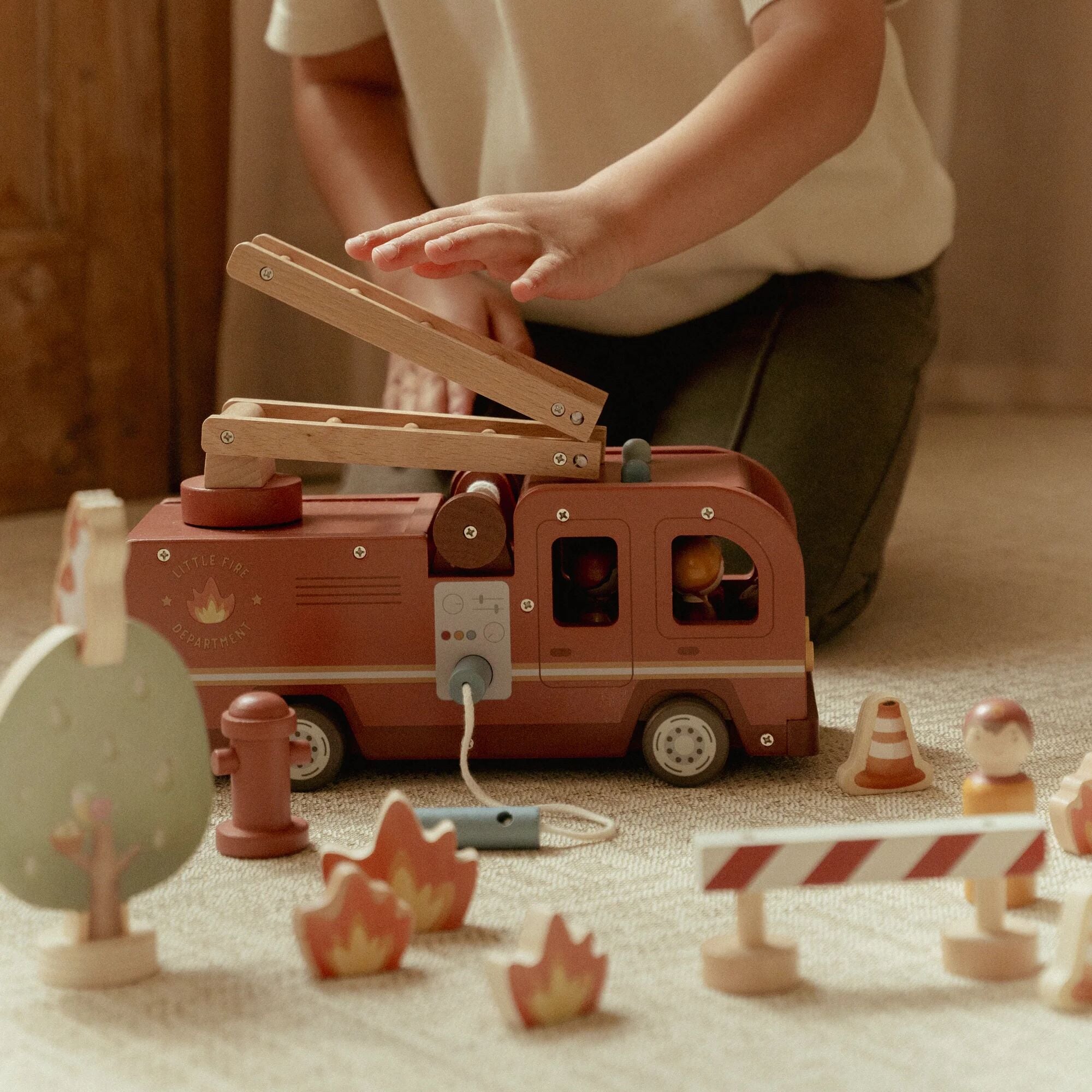 Little Dutch Wooden Fire Truck Playset