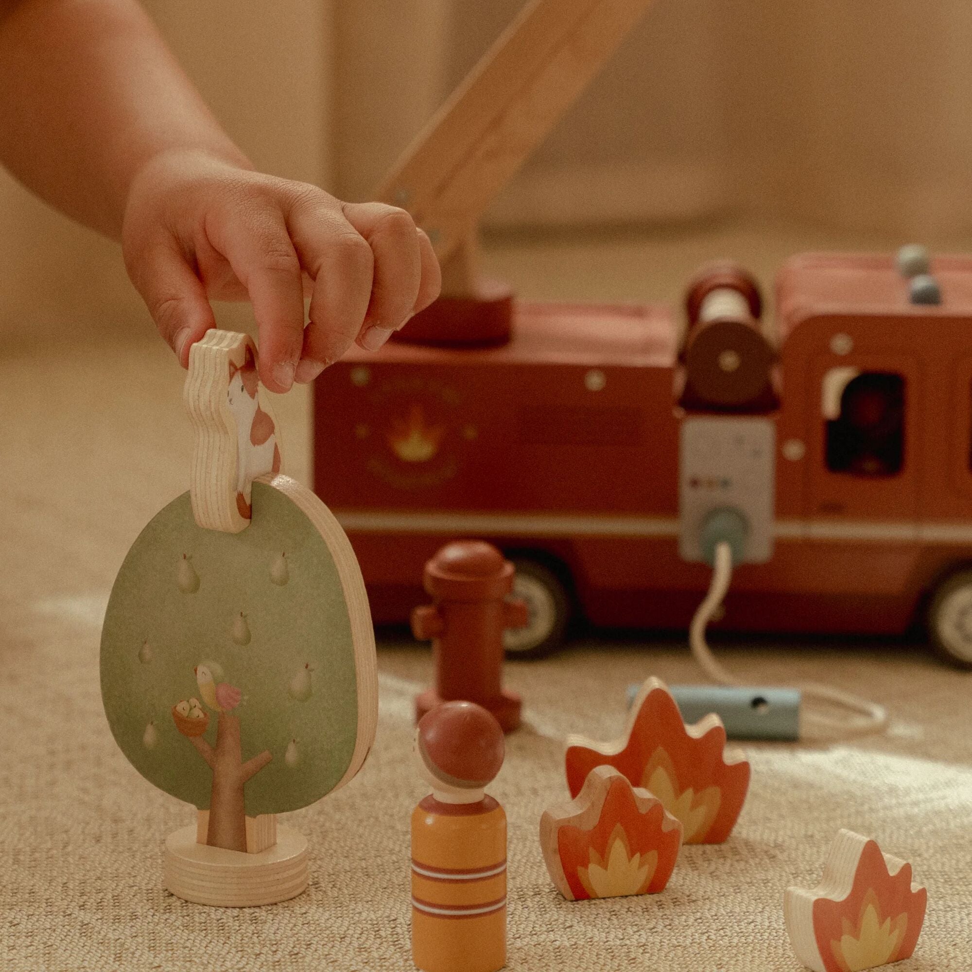 Little Dutch Wooden Fire Truck Playset