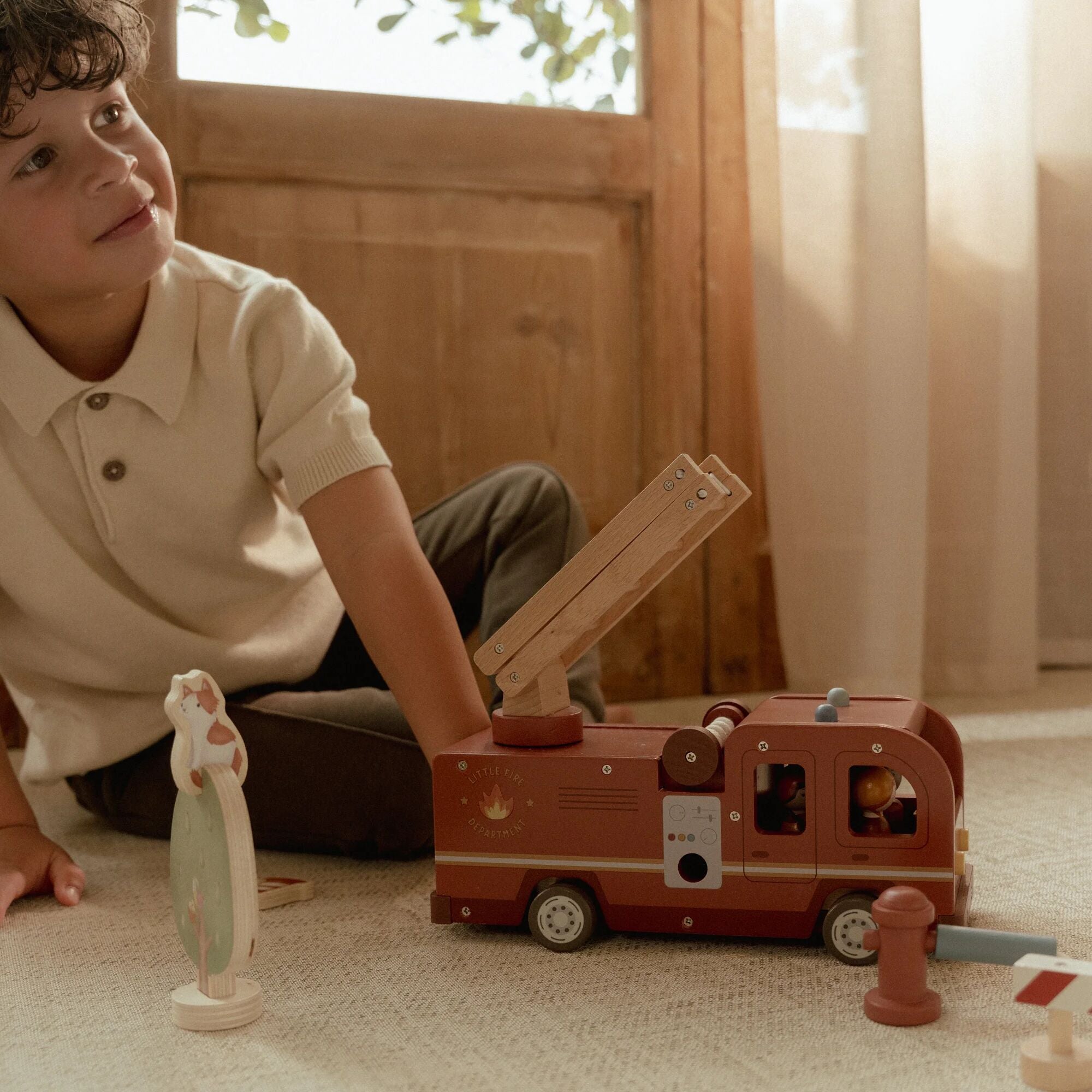 Little Dutch Wooden Fire Truck Playset
