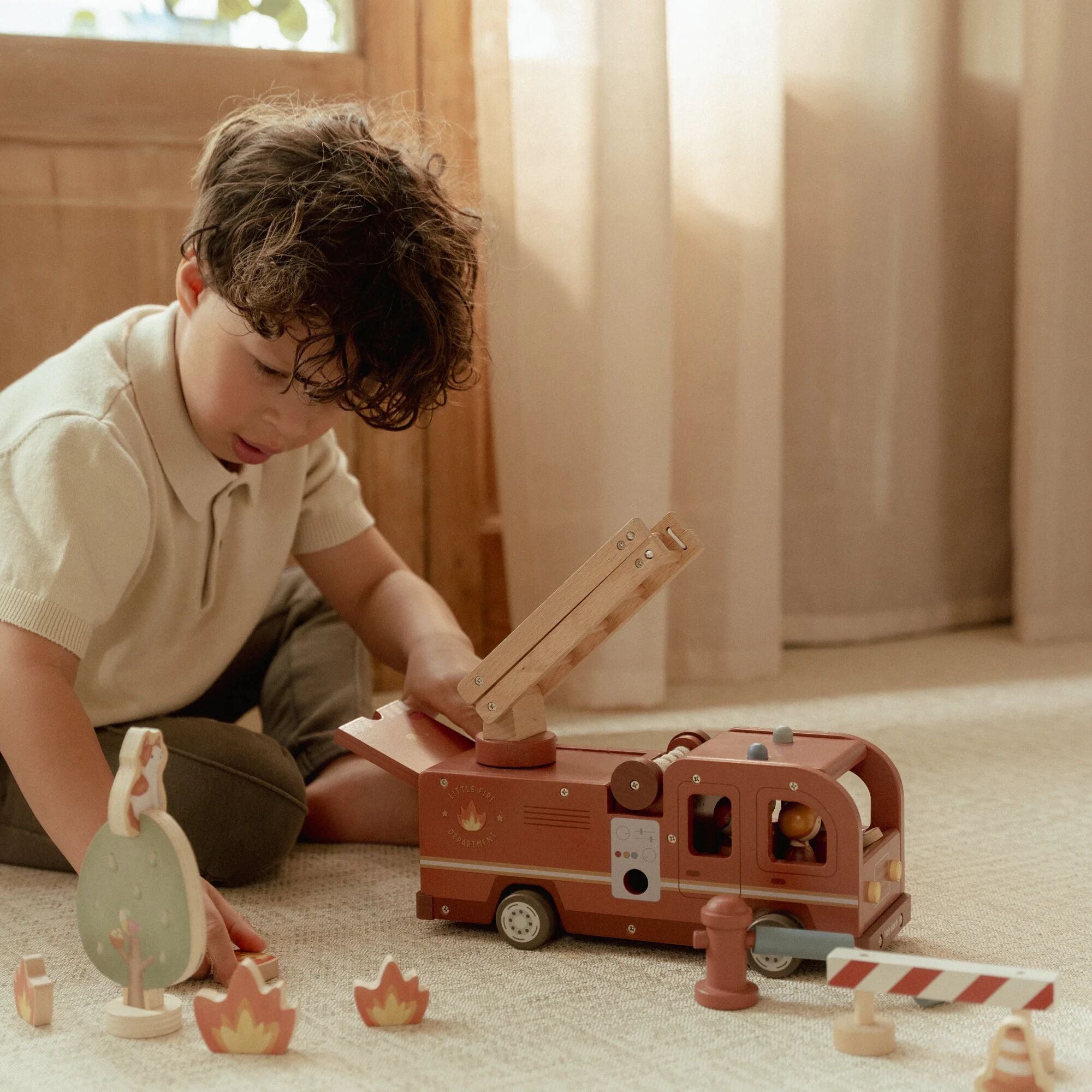Little Dutch Wooden Fire Truck Playset