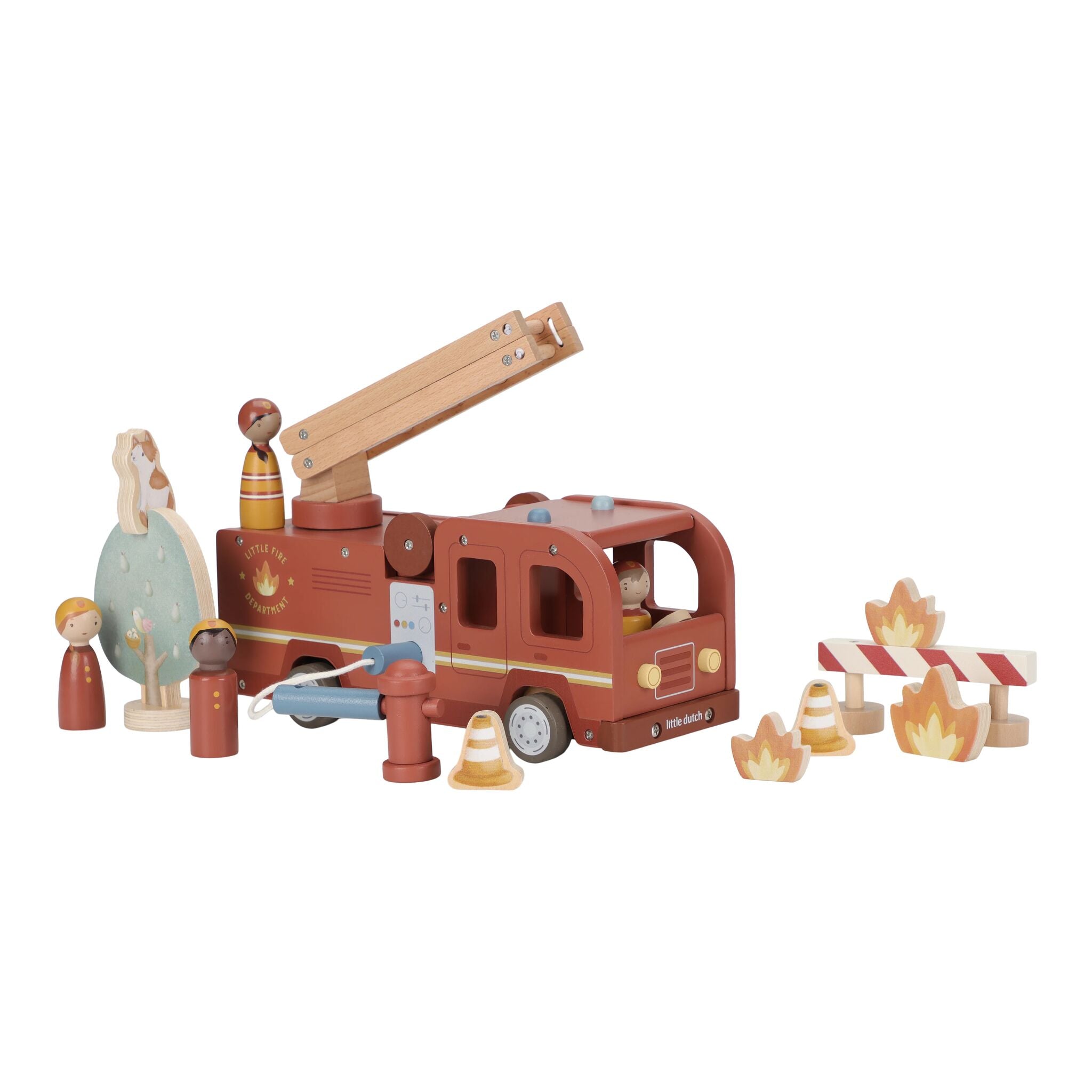 Little Dutch Wooden Fire Truck Playset