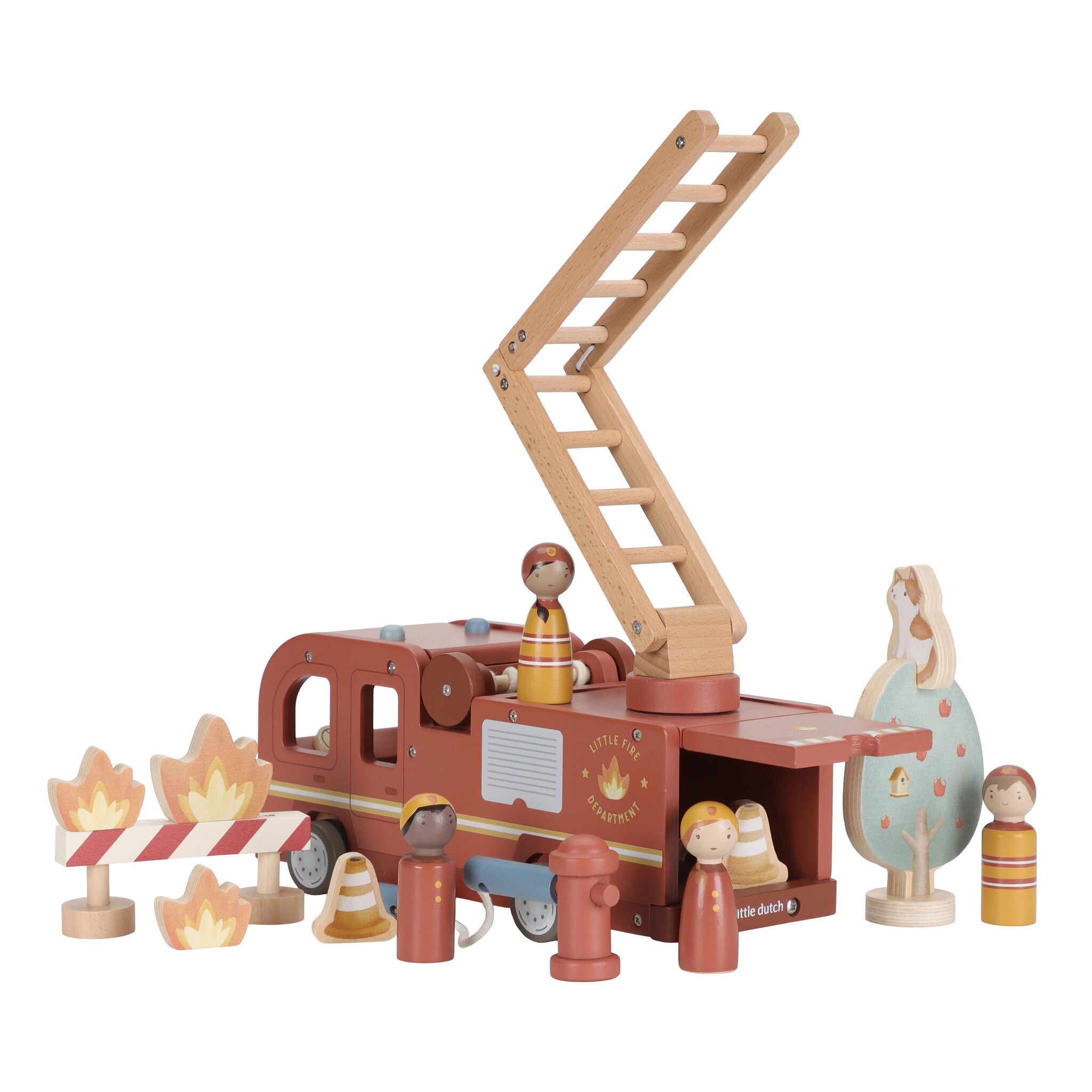 Little Dutch Wooden Fire Truck Playset