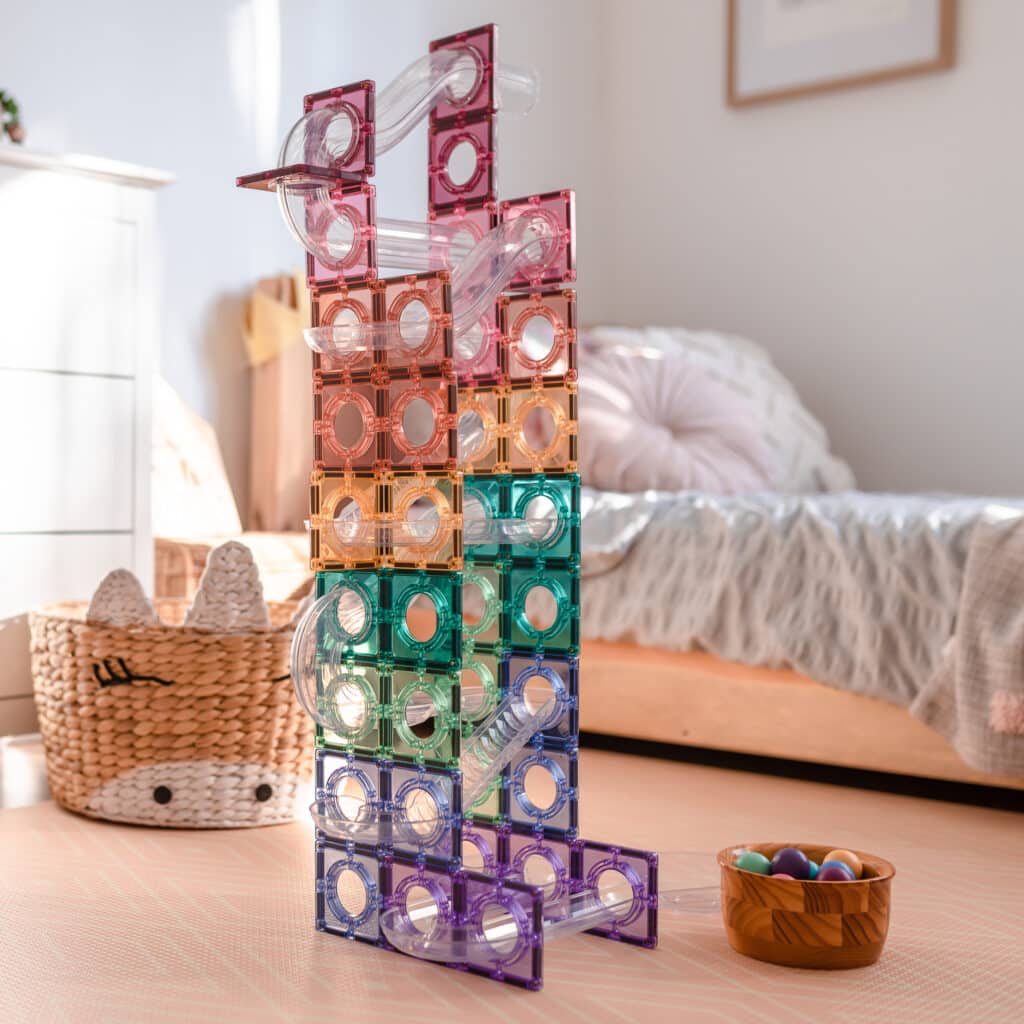 Connetix Tiles Magnetic Building Tiles Pastel Ball Run Pack – 106 Piece