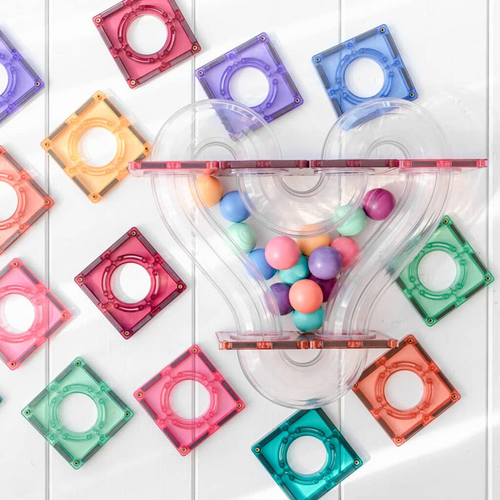 Connetix Tiles Magnetic Building Tiles Pastel Ball Run Pack – 106 Piece