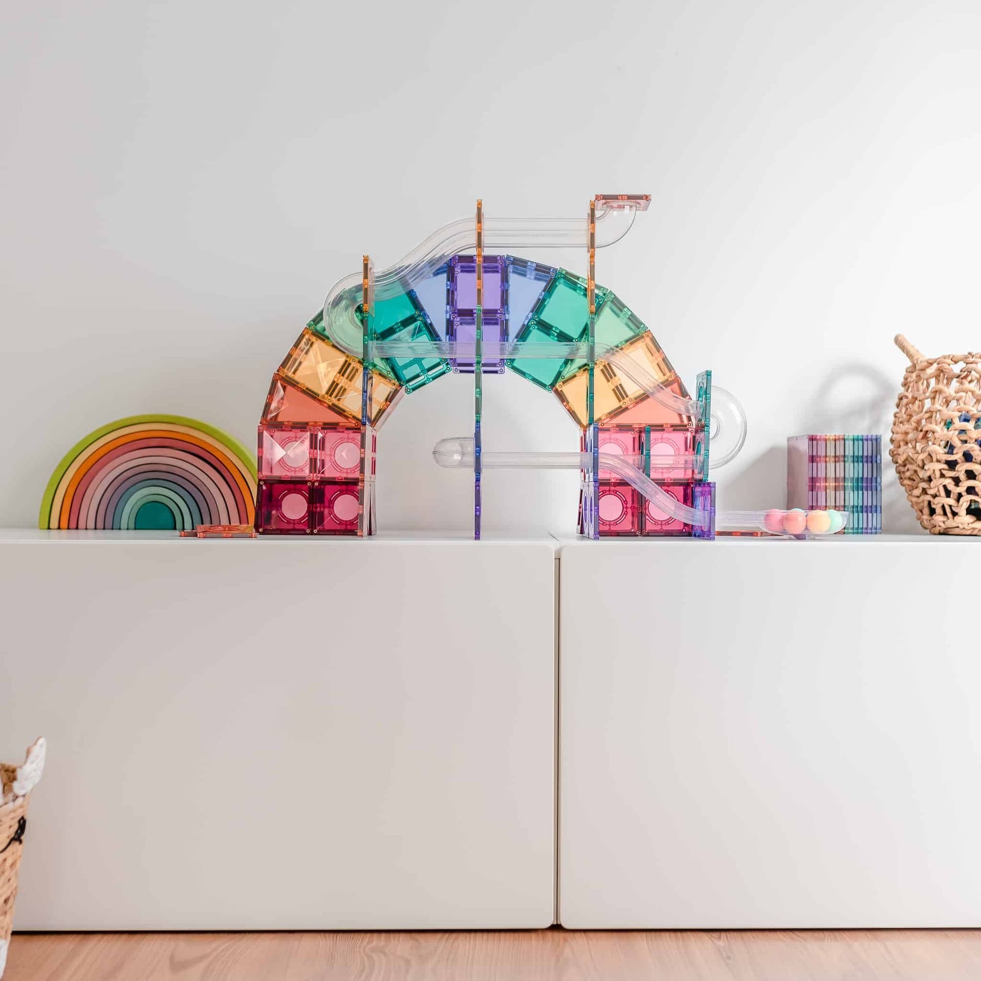 Connetix Tiles Magnetic Building Tiles Pastel Ball Run Pack – 106 Piece