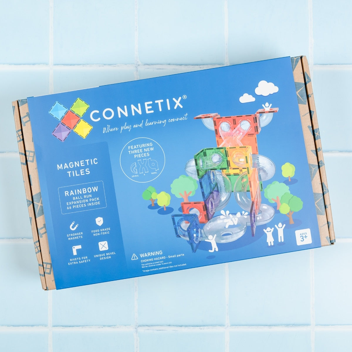 Connetix Tiles Magnetic Building Tiles Rainbow Ball Run Expansion Pack – 66 Piece