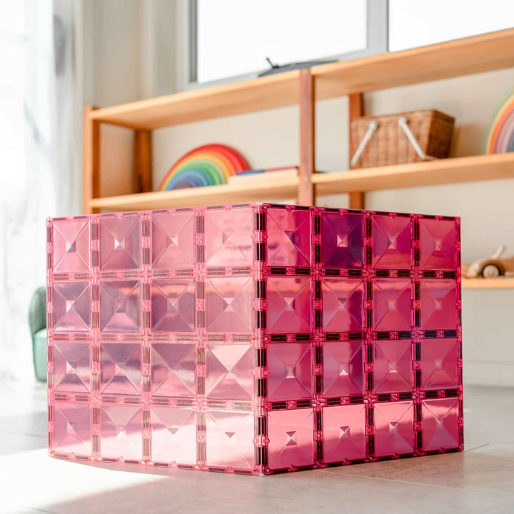 Connetix Tiles Magnetic Building Tiles Pastel Pink &amp; Berry Base Plate – 2 Piece