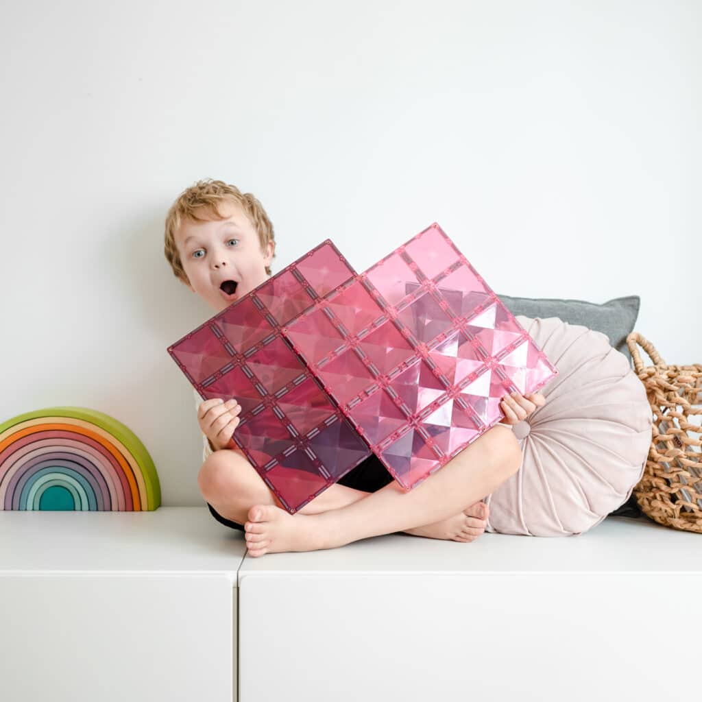 Connetix Tiles Magnetic Building Tiles Pastel Pink &amp; Berry Base Plate – 2 Piece