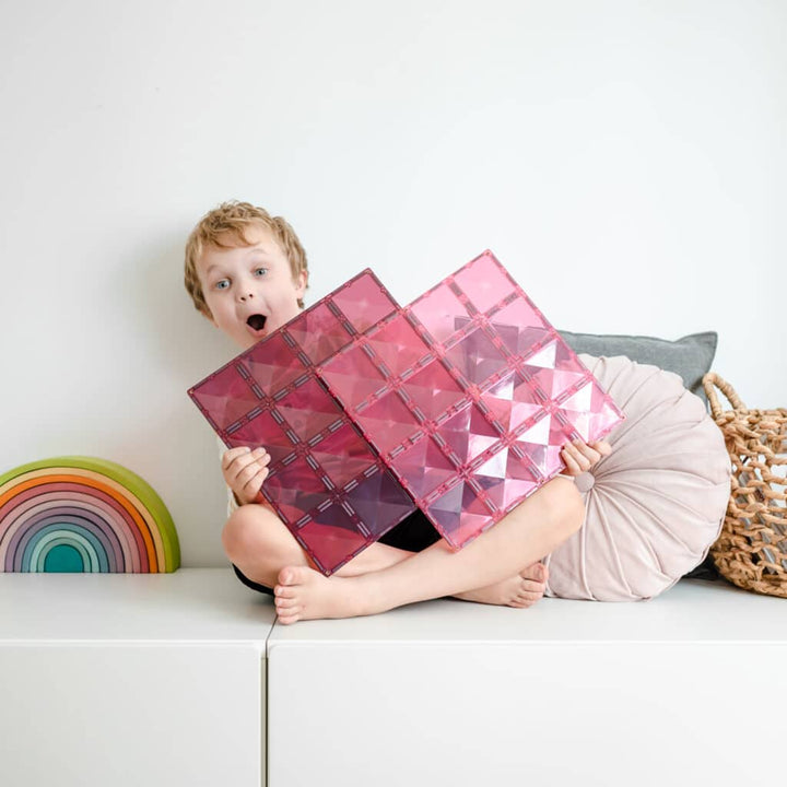 Connetix Tiles Magnetic Building Tiles Pastel Pink &amp; Berry Base Plate – 2 Piece