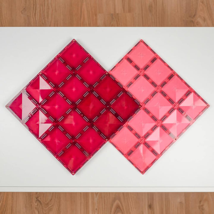Connetix Tiles Magnetic Building Tiles Pastel Pink &amp; Berry Base Plate – 2 Piece