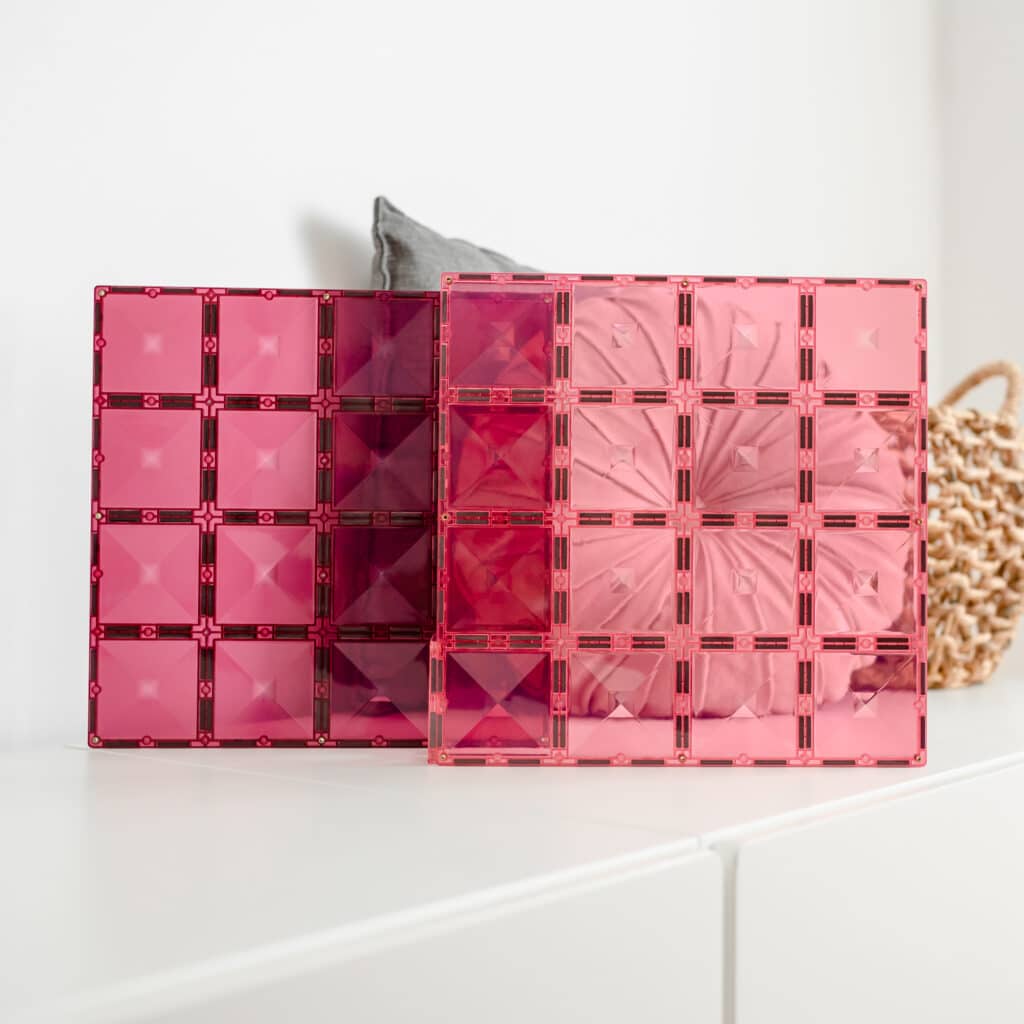Connetix Tiles Magnetic Building Tiles Pastel Pink &amp; Berry Base Plate – 2 Piece