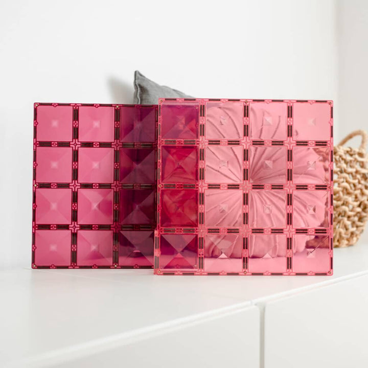 Connetix Tiles Magnetic Building Tiles Pastel Pink &amp; Berry Base Plate – 2 Piece