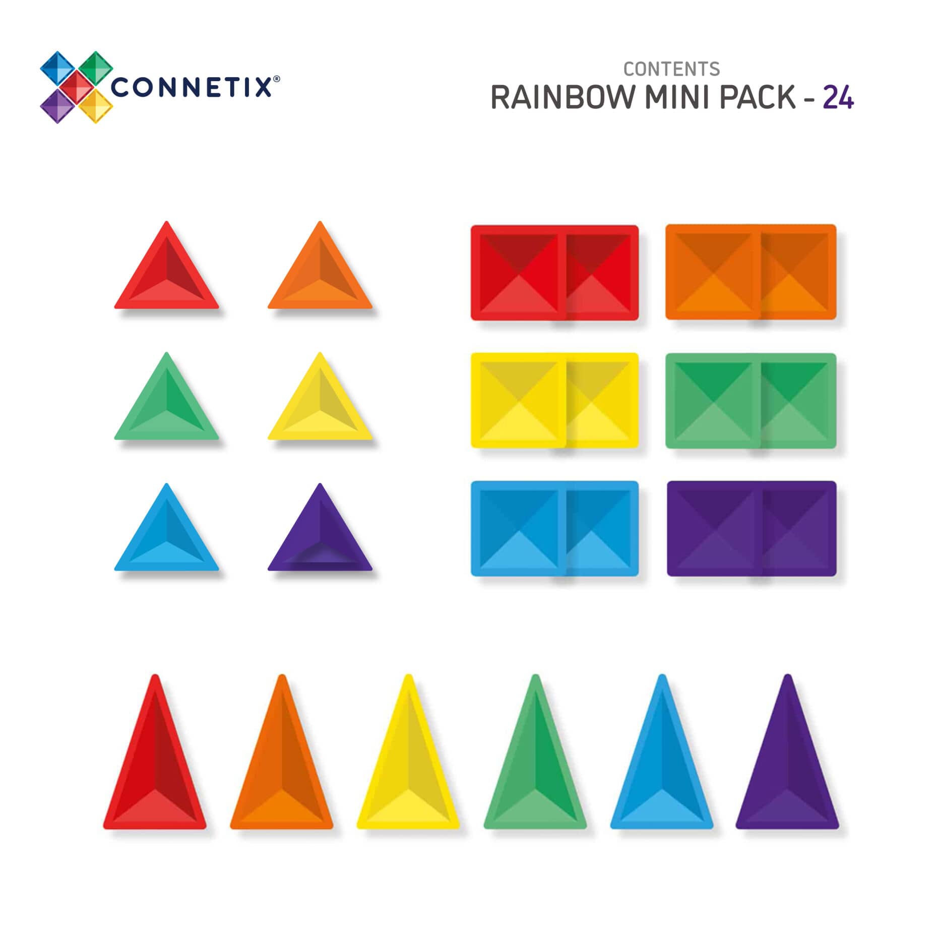Connetix Tiles Magnetic Building Tiles Rainbow Mini Pack – 24 Piece