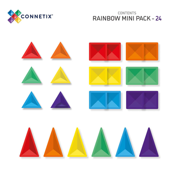 Connetix Tiles Magnetic Building Tiles Rainbow Mini Pack – 24 Piece