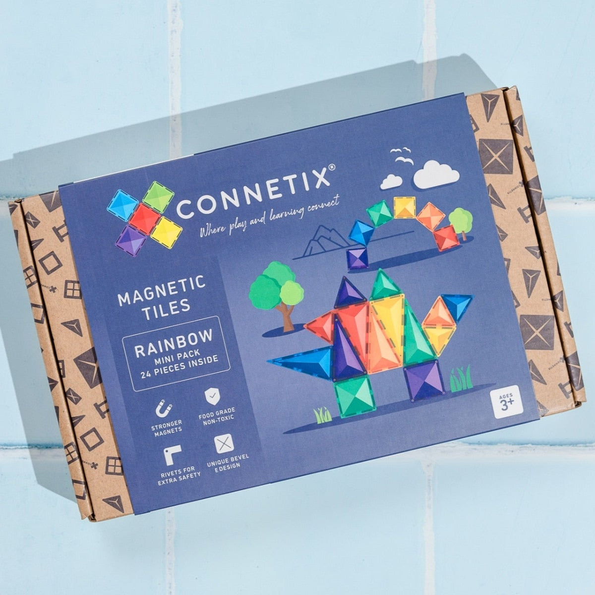 Connetix Tiles Magnetic Building Tiles Rainbow Mini Pack – 24 Piece