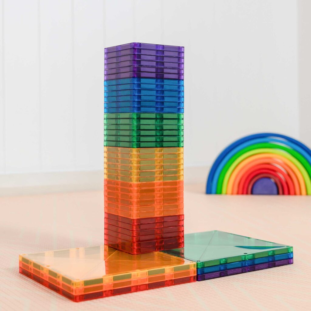 Connetix Tiles Magnetic Building Tiles Rainbow Square Pack – 42 Piece