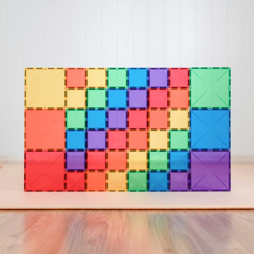 Connetix Tiles Magnetic Building Tiles Rainbow Square Pack – 42 Piece