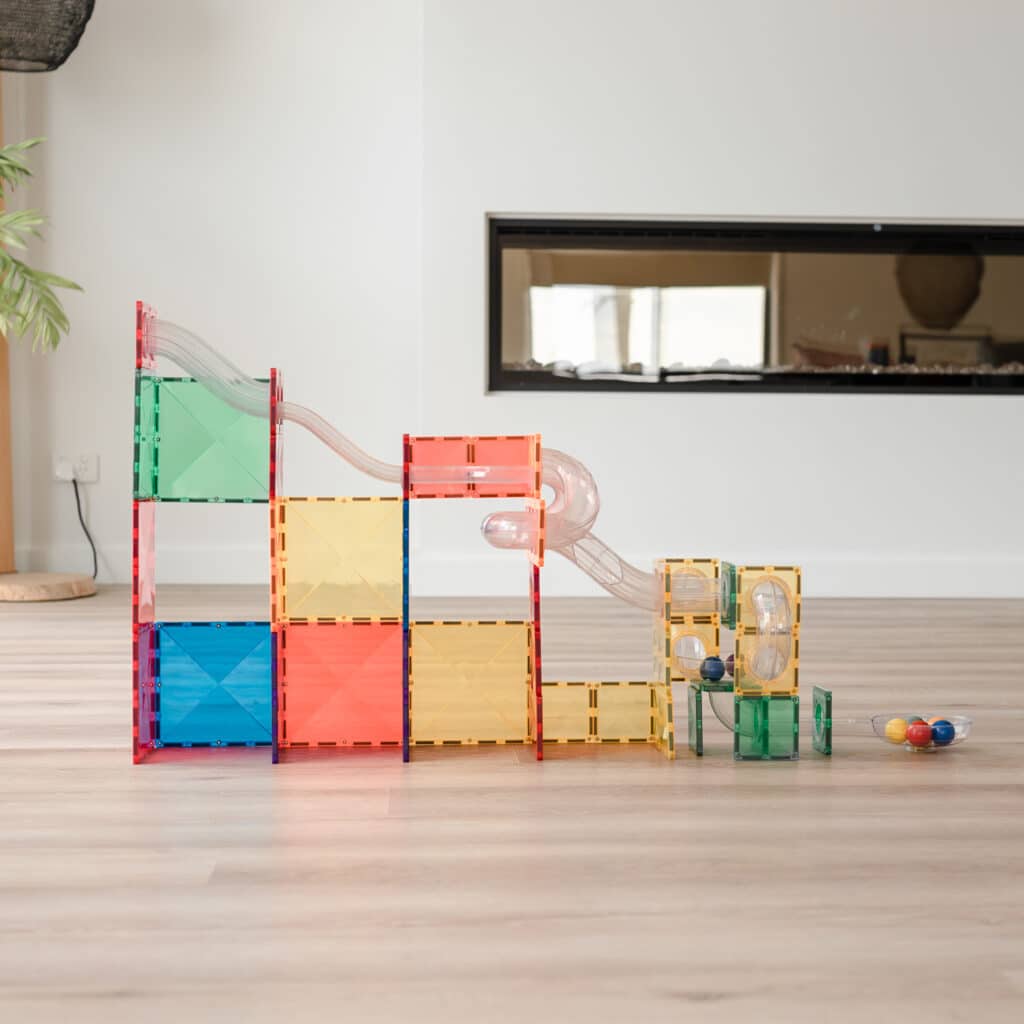 Connetix Tiles Magnetic Building Tiles Rainbow Ball Run Expansion Pack – 66 Piece
