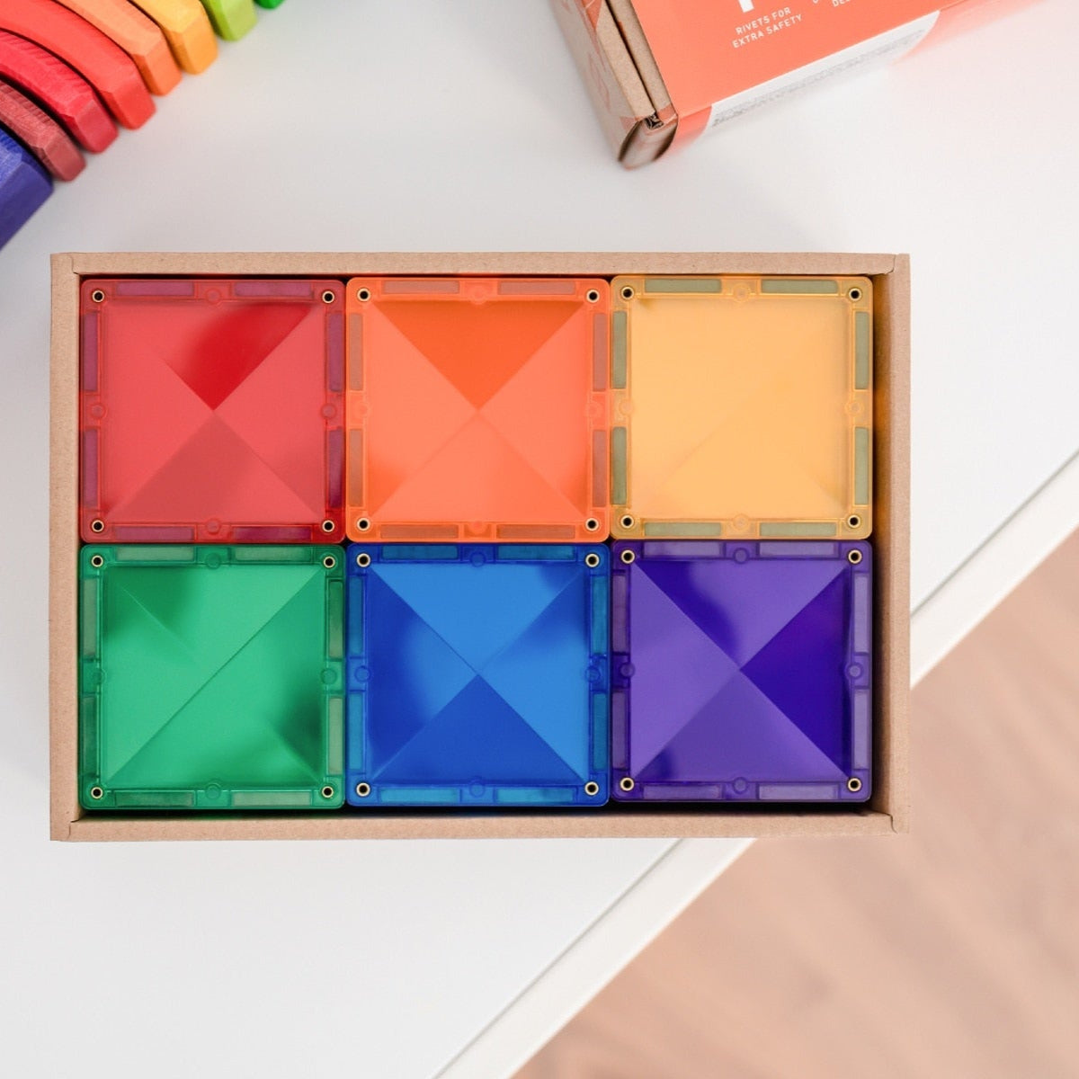 Connetix Tiles Magnetic Building Tiles Rainbow Square Pack – 42 Piece