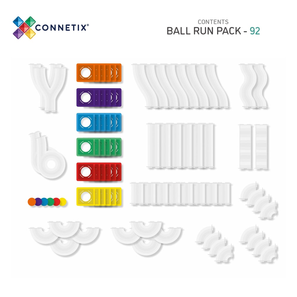 Connetix Tiles Magnetic Building Tiles Rainbow Ball Run Pack – 92 Piece