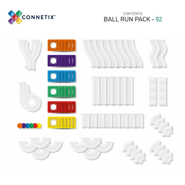 Connetix Tiles Magnetic Building Tiles Rainbow Ball Run Pack – 92 Piece