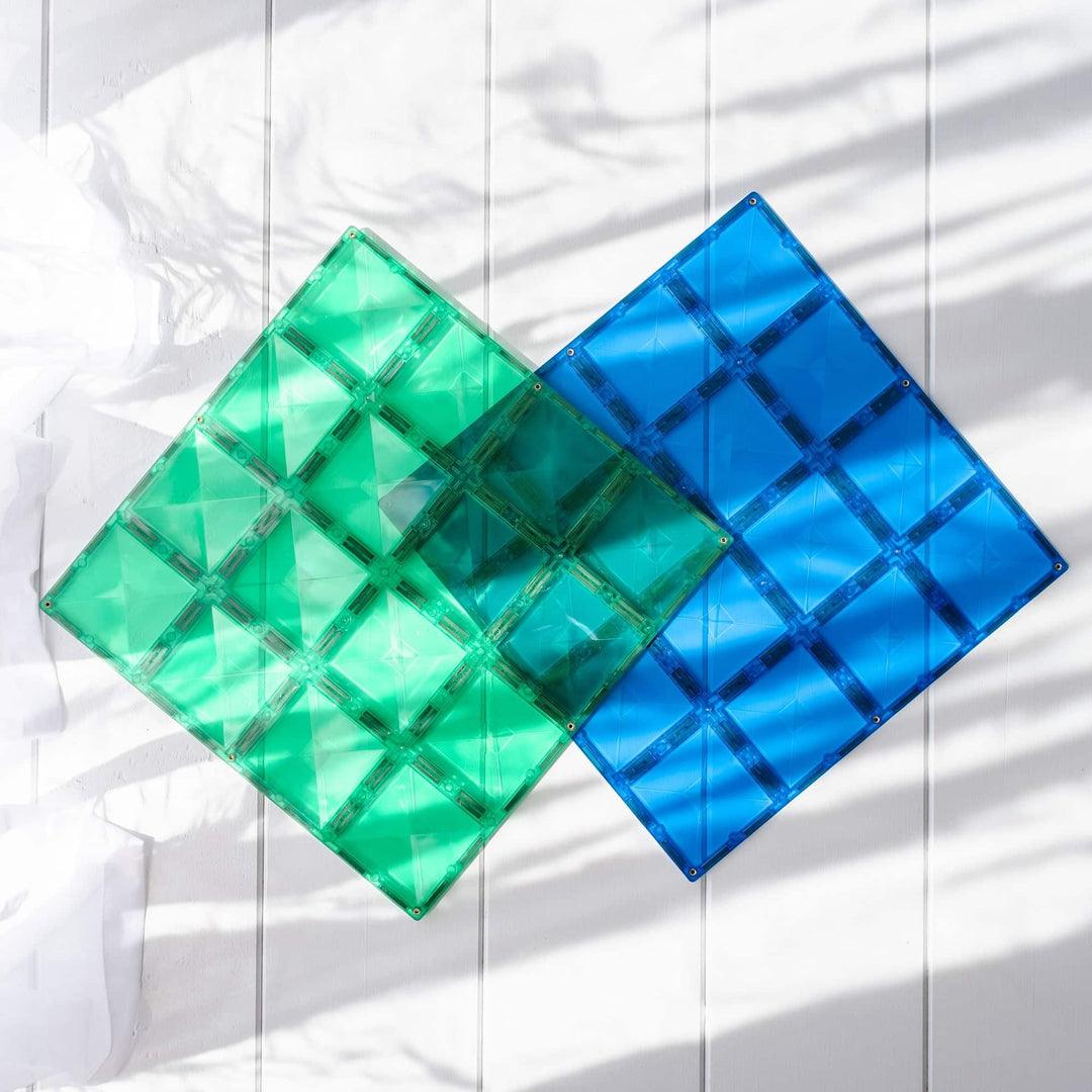 Connetix Tiles Magnetic Building Tiles Rainbow Blue &amp; Green Base Plate – 2 Piece