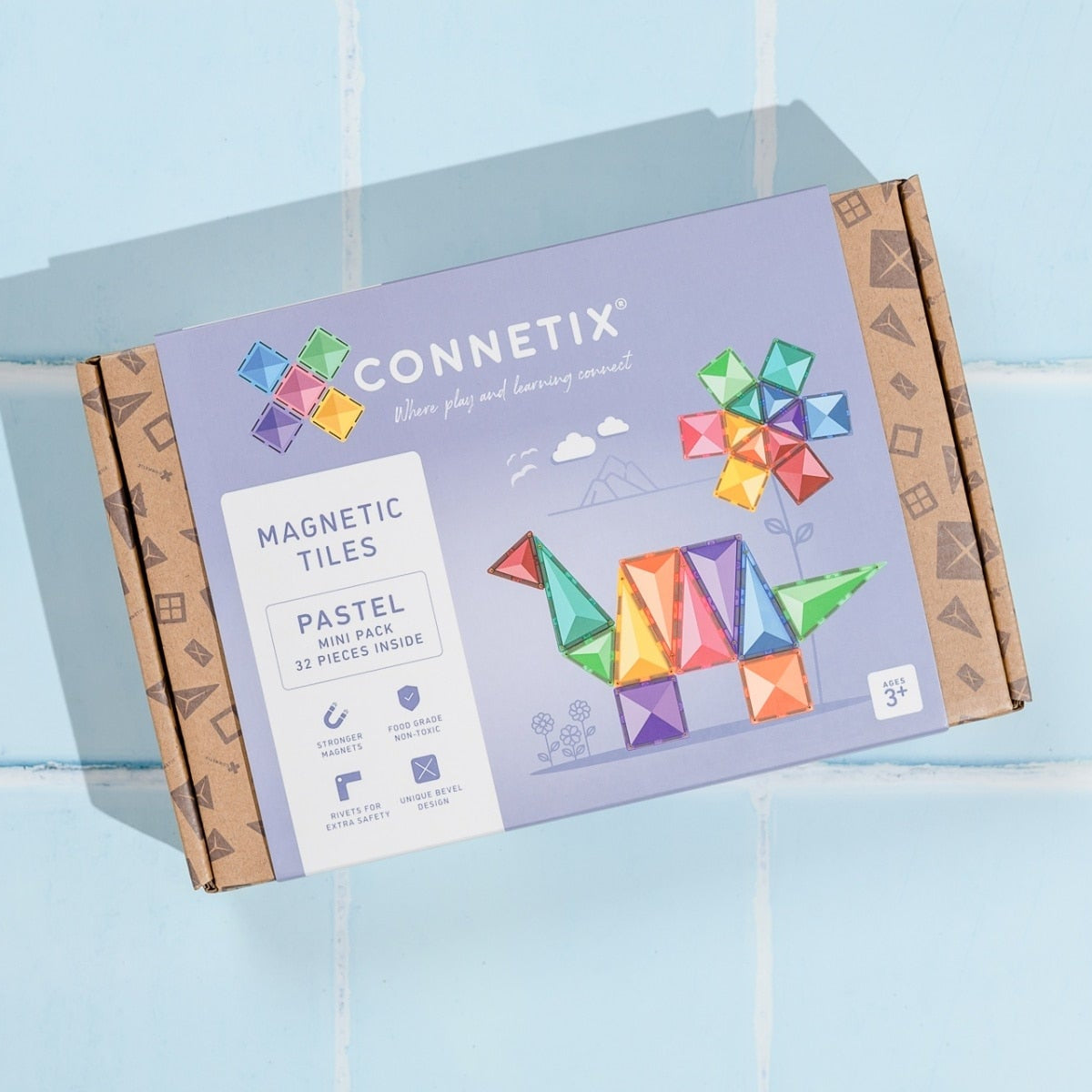 Connetix Tiles Magnetic Building Tiles Pastel Mini Pack – 32 Piece