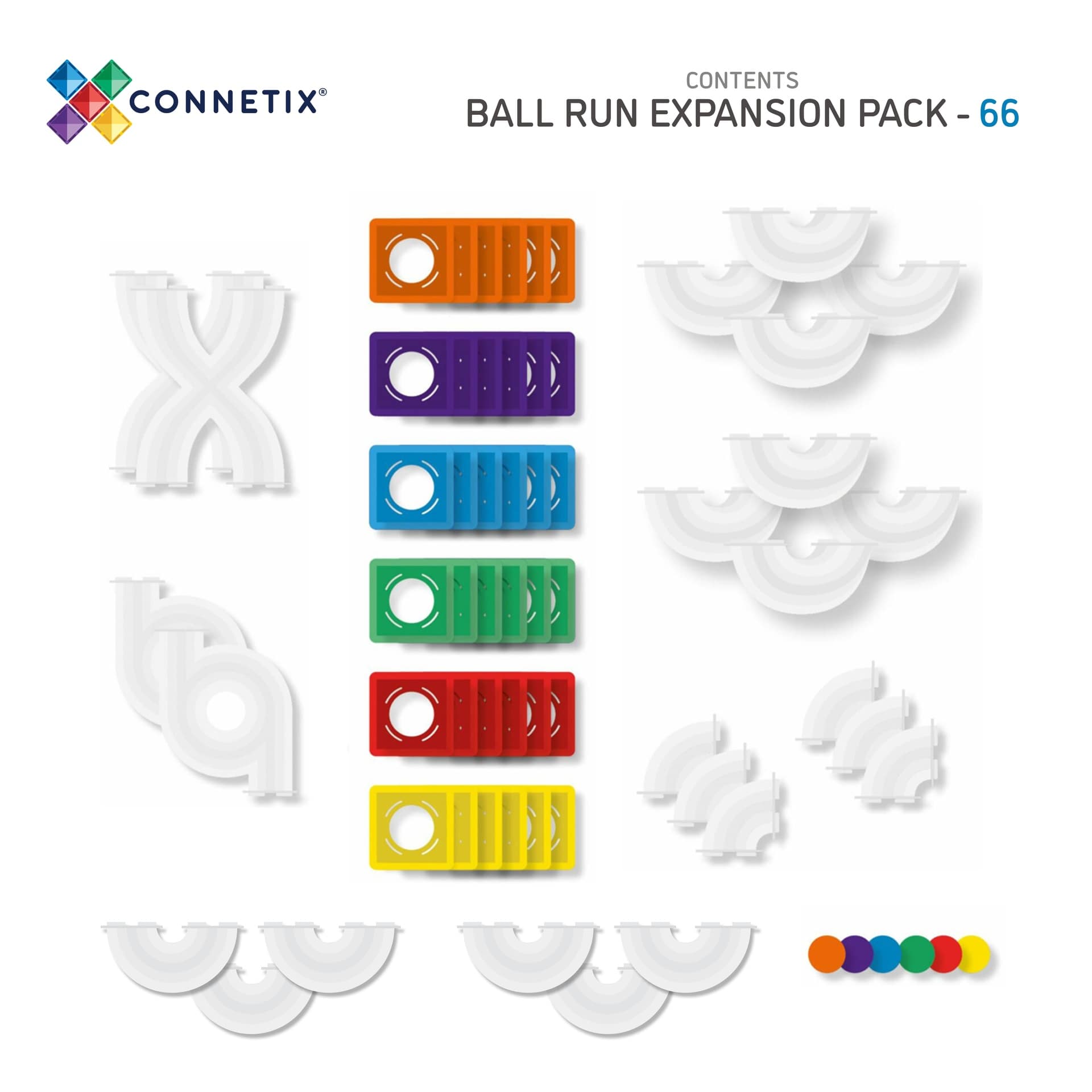 Connetix Tiles Magnetic Building Tiles Rainbow Ball Run Expansion Pack – 66 Piece