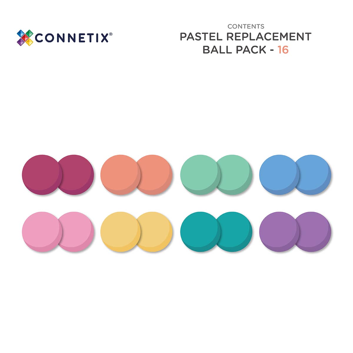 Connetix Tiles Pastel Ball Pack – 16 Piece