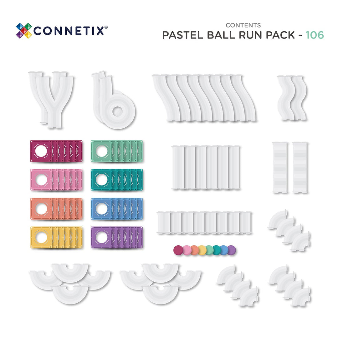 Connetix Tiles Magnetic Building Tiles Pastel Ball Run Pack – 106 Piece