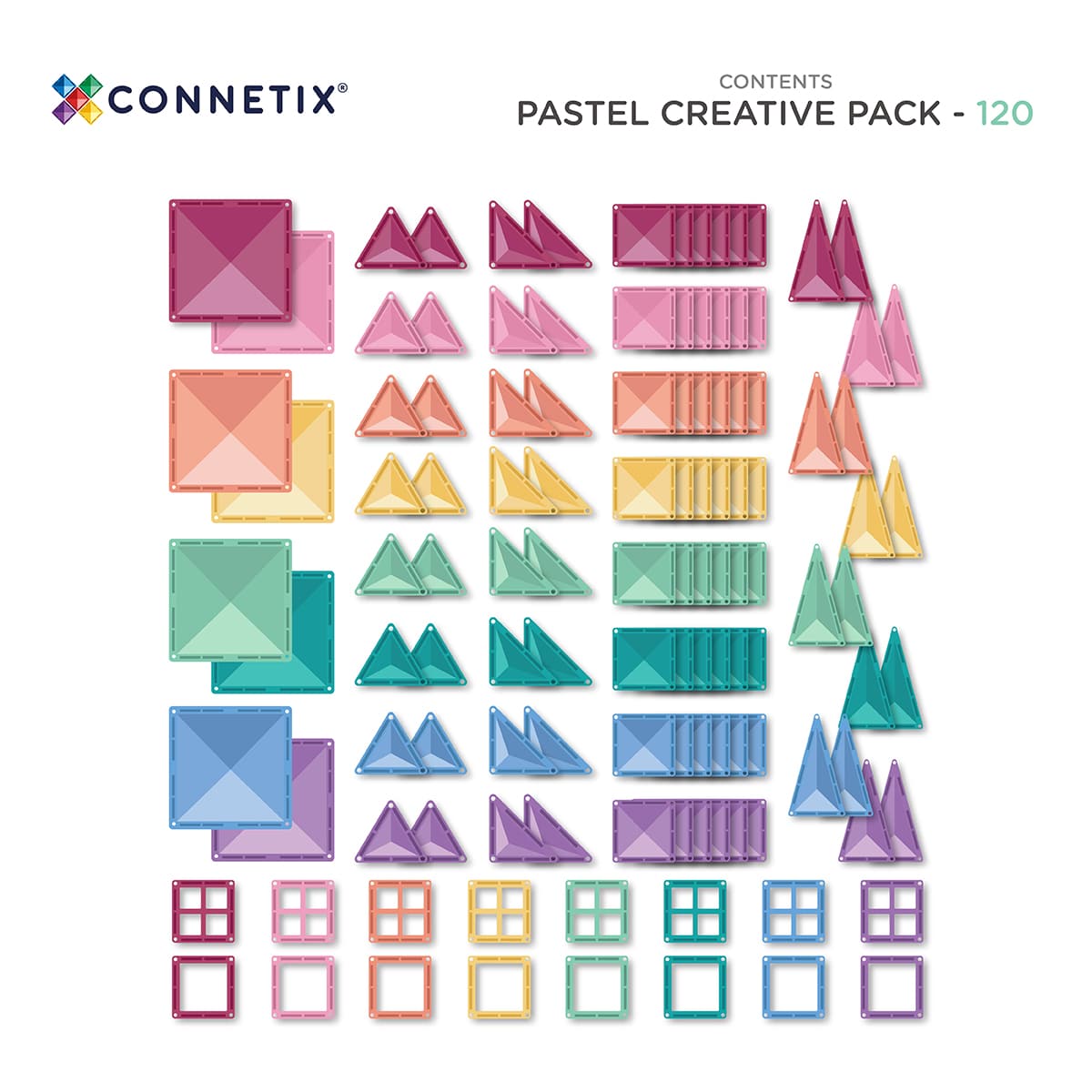 Connetix Tiles Magnetic Building Tiles Pastel Creative Pack – 120 Piece