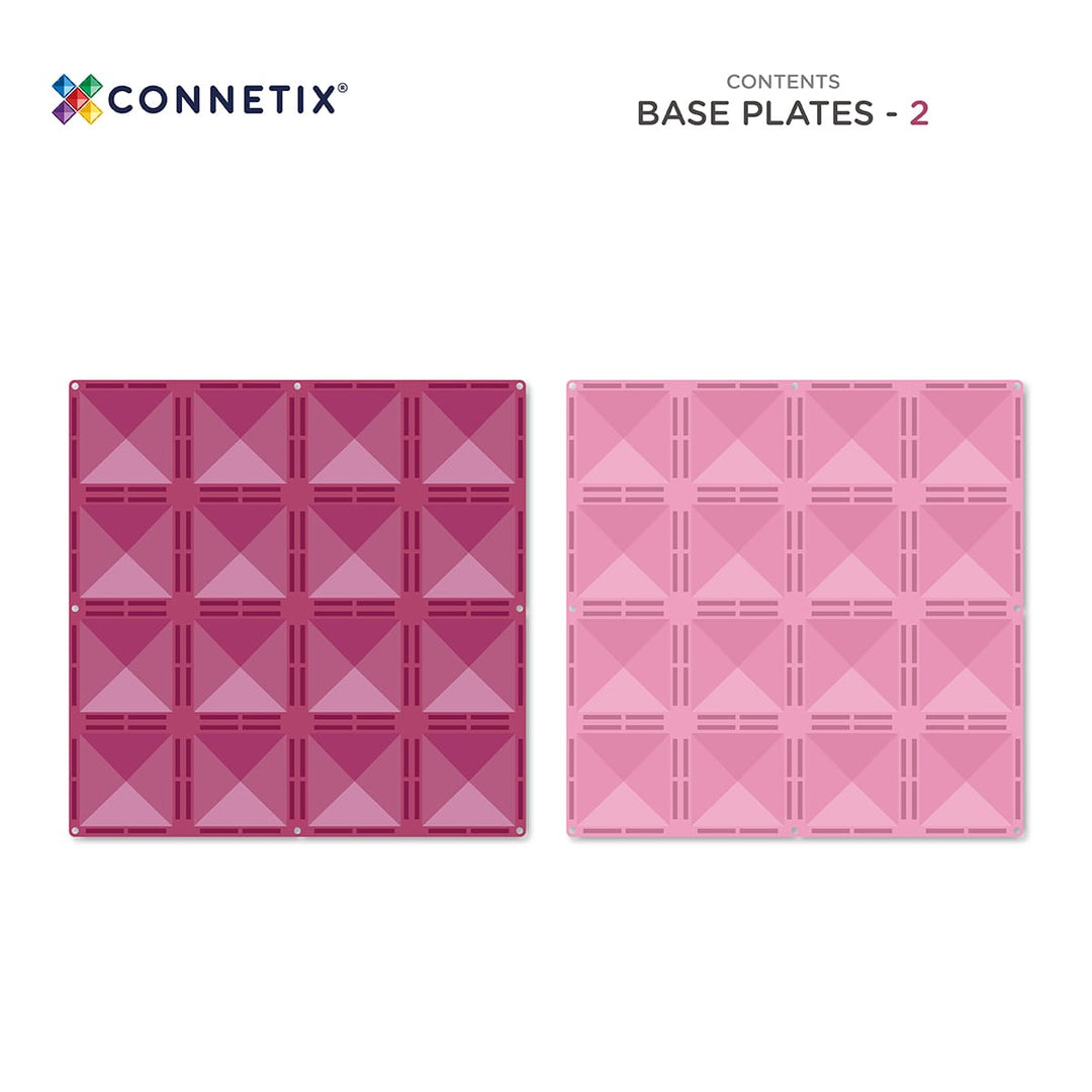 Connetix Tiles Magnetic Building Tiles Pastel Pink &amp; Berry Base Plate – 2 Piece