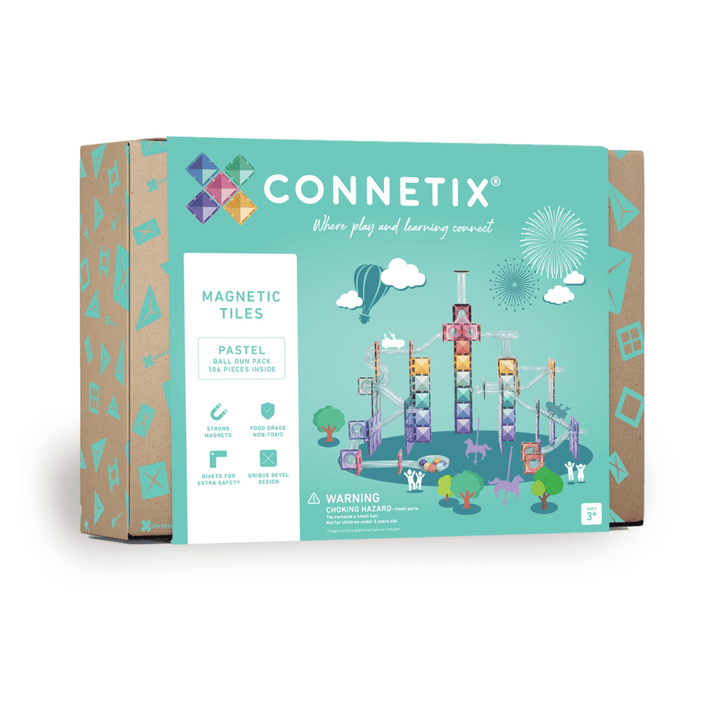 Connetix Tiles Magnetic Building Tiles Pastel Ball Run Pack – 106 Piece