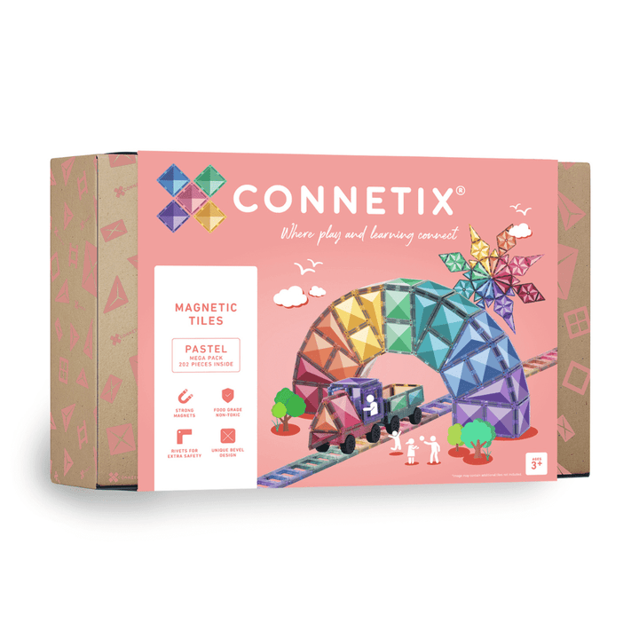 Connetix Tiles Magnetic Building Tiles Pastel Mega Pack – 202 Piece
