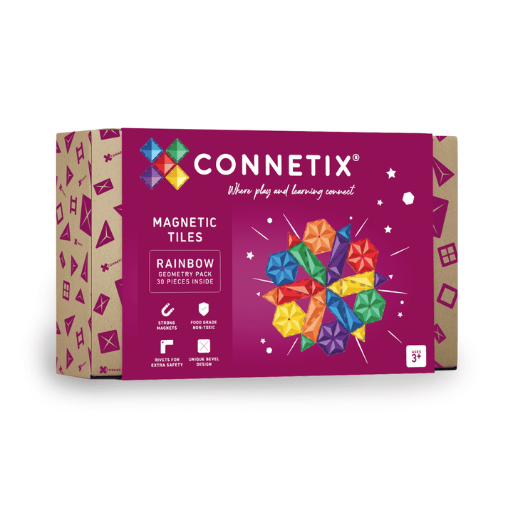 Connetix Tiles Magnetic Building Tiles Rainbow Geometry Pack – 30 Piece
