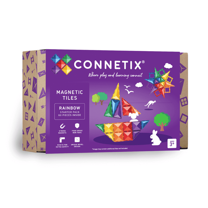 Connetix Tiles Magnetic Building Tiles Rainbow Starter Pack – 60 Piece