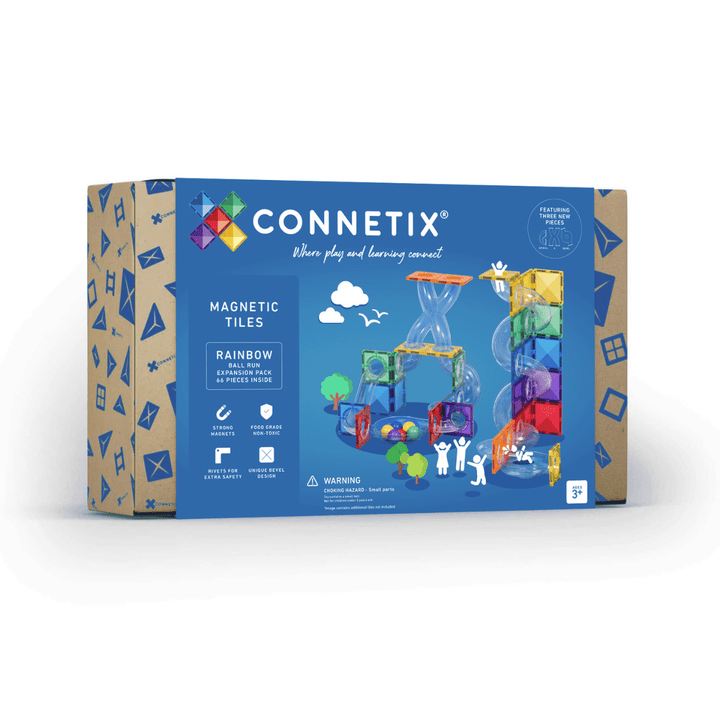 Connetix Tiles Magnetic Building Tiles Rainbow Ball Run Expansion Pack – 66 Piece