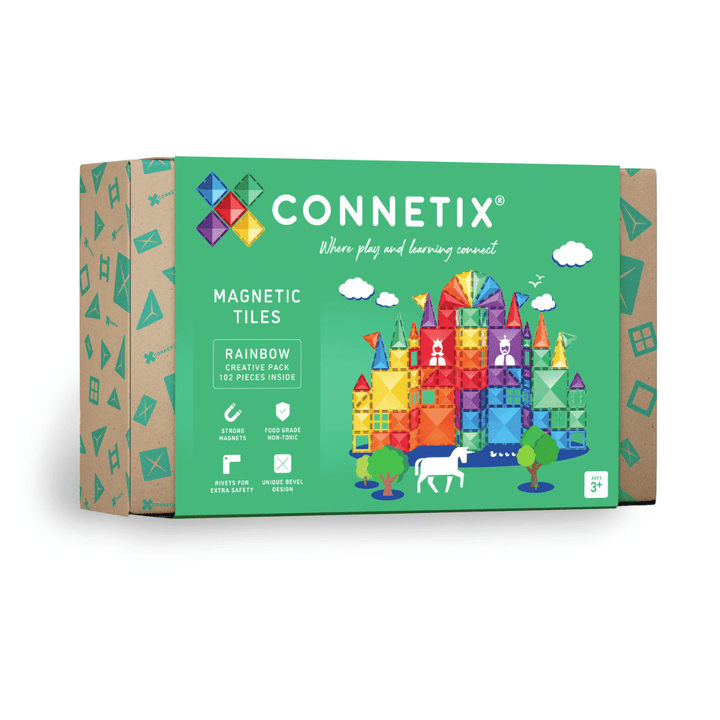 Connetix Tiles Magnetic Building Tiles Rainbow Creative Pack – 102 Piece