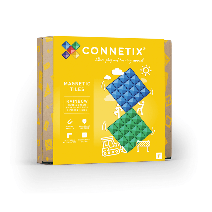Connetix Tiles Magnetic Building Tiles Rainbow Blue &amp; Green Base Plate – 2 Piece